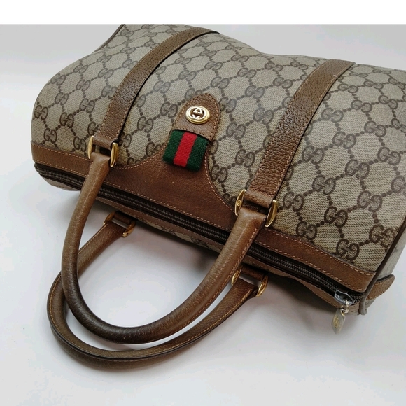 Vintage Gucci Hand Bag Sherry Line Brown PVC - Picture 4 of 9